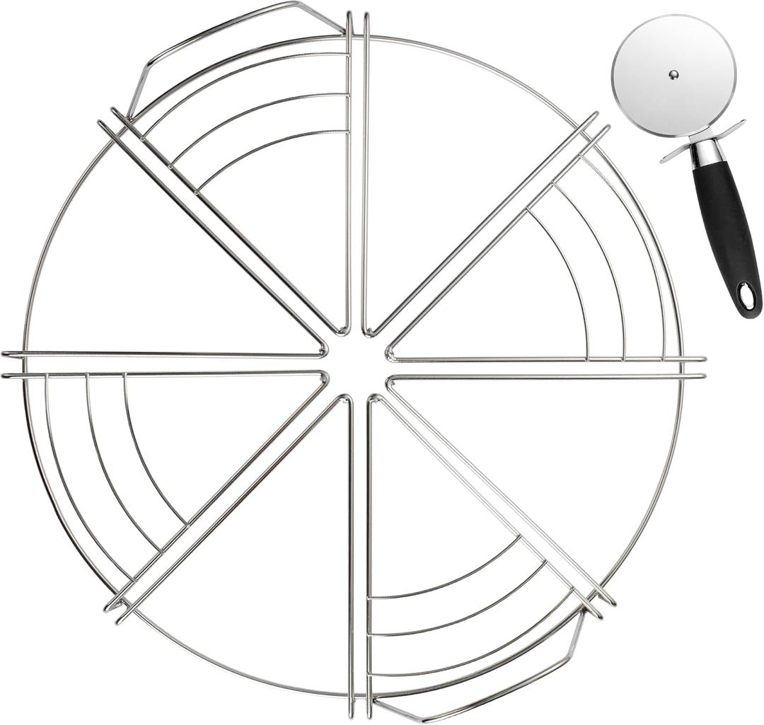 Cut Perfectly Even Slices - Pizza Cutting Guide with Pizza Cutter | 1-Pack | Ideal for 12", 14", 16" Pizzas | 8 Slices | Stainless Steel | Easy to use | Commercial Use | Cuisine Ready