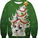 ALBIZIA Unisex Animal Print Crew Neck Ugly Christmas Xmas Pullover Sweatshirt (XX-Large-3X-Large, Style-2)