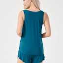 GYS Women's Bamboo Viscose Cooling Tank Pajama Set | Moisture wicking, Lightweight & breathable, Tagless comfort, Sleeveless, Flowy A-line tank top with shorts, for hot sleeper (Blue, XXL)