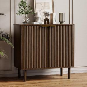 IKALIFE Sideboard Buffet Cabinet with Storage 31.5" Walnut
Modern Fluted Accent Credenza with Doors, Wood Coffee Bar Console Table for Living Room, Dining Room, Kitchen or Entryway