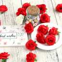Kesoto 50pcs Red Roses Buds Artificial Flowers Bulk, 1.6" Small Silk Fake Roses Flower Heads for Decoration, Crafts, Wedding Centerpieces Bridal Shower Party Home Decor