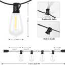 Brightever 30FT LED Outdoor String Light with 16 ST38 Vintage Edison Shatterproof Bulbs, Commercial Grade Patio Lights Connectable, Waterproof Hanging Lights for Balcony, Backyard, Warm White