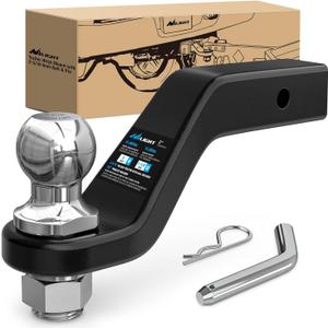Nilight Forged Trailer Hitch Mount with 2-5/16-Inch Ball Fits 2 Inch Receiver Square 5/8" Hitch Pin Clip 15000 lbs 4" Drop, 1-1/4 Hole, Gloss Black Powder Coat