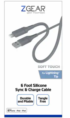 6 Foot Silicone Rubber Sync &Charge Cable