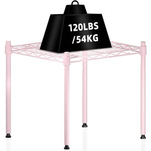 Stacking Shelf Adjustable, Stackable & Expandable, Heavy Duty Storage Shelving Unit, Cabinet Organizer Shelf (Pink-01-Tier), 15x14x15 inches