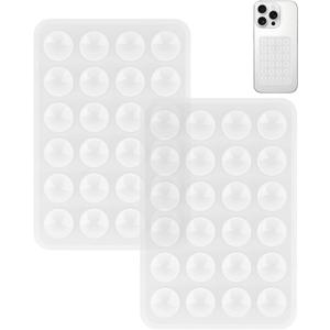 2 Pack Silicone Suction Phone Case Mount, Silicon Adhesive Smartphones Stand Sticky, Non Slip Suction Cup, Hands-Free Phone Accessories Holder for Selfies and Videos Translucent