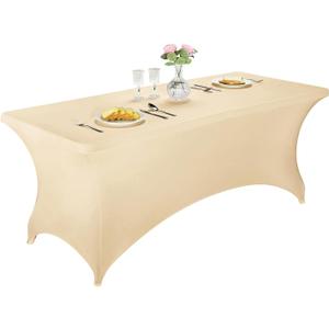 LZY Spandex Table Covers 6 Feet, Stretch/Fitted Table Covers for 6 Feet Folding Table, Rectangular Spandex Table Cloths for Wedding Party or Event (6FT-2PCS, Champn) (72" x 30" (Rectangle) 2PACK)