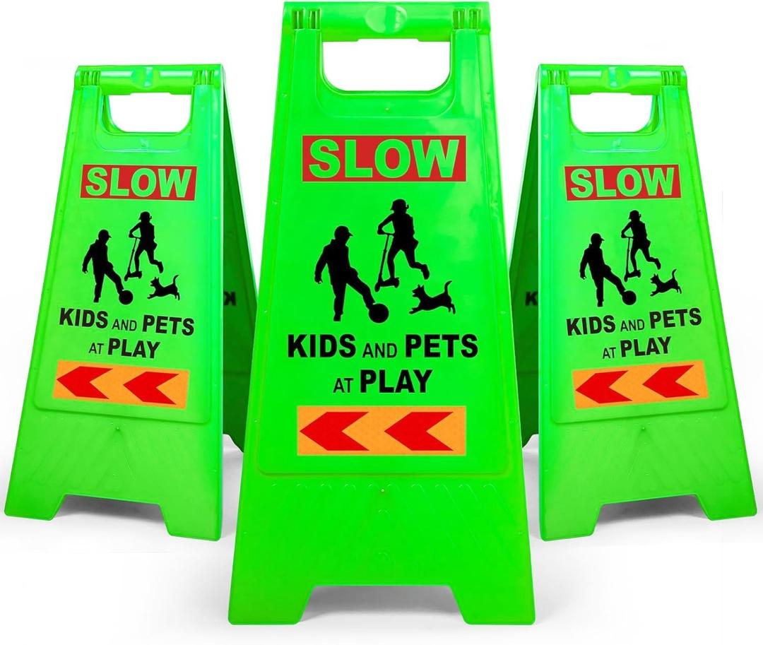 3 Pack 24 IN Slow Down Kids at Play Sign for Street Neighborhoods