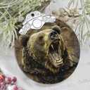 Christmas Ornament, Grizzly Bear Christmas Decoration, Stained Glass Christmas Tree Ornaments, Christmas Ornaments Clearance, Bear Lover Gifts, Xmas Gift for Friend Family Coworker