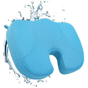 Hot Tub Booster Seat, 4D Air Mesh Weighted Hot Tub Pillow with Powerful Non-Slip Suction Cups, Ergonomic Booster Cushion, Quick Dry Spa Pillow Hot Tub Accessories for Adults Indoor Outdoor (Blue)
