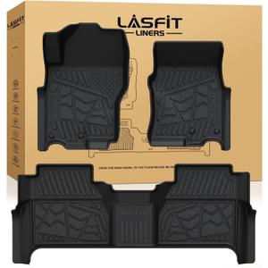 LASFIT Floor Mats for Nissan Frontier 2022-2026 Crew Cab (Not Fit King Cab), All Weather TPE Custom Fit Easy Clean Durable No-Curling Floor Liners for Frontier 1st & 2nd Row Car Mats, Black