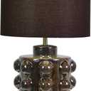 Ceramic Kiln Changed Glaze Table Lamp, 16 x 16 x 23 Inch Ceramic Base with Black Shade, Kiln Change Glaze