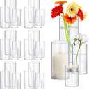 24 Pack Thick Glass Cylinder Vases 4,6,9,12 Inch Tall Clear Flower Vase Hurricane Floating Candle Holder for Table Centerpiece Wedding Home Decor