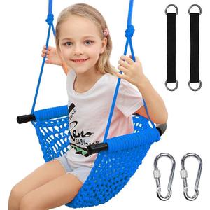 Hi-Na Kids Swing for Swing Set, Heavy Duty Rope Swings with Snap Hooks and Straps, 440LBS Capacity, Toddler Swing Seat for Indoor Porch, Outdoor Playground, Tree, Blue