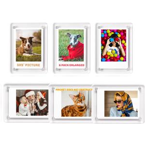 Acrylic Fridge Magnetic Picture Frames, 3x5 Inch Magnetic Clear Photo Frames Fit 3x5 and 4x6 Picture for Refrigerator/Locker/Wall, Compatible with Polaroid Camera Photos, 6 Pack