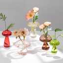 Hewory Glass Mushroom Vase for Flowers, 5pcs Colored Small Bud Flower Vases Unique, Mushroom Propagation Hydroponic Vases, Funky Cottagecore Decor for Home Room Kitchen Office Windowsill Decorations
