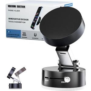 Vacuum Magnetic Phone Stand, Fleximag Phone Stand, Vibe USA Magnetic Phone Holder, Suction Cup Phone Mount, Magnetic Phone Holder Dual Sided Electronic Vacuum (Black)