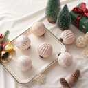 Pink Christmas Tree Ornaments Ball, 12 Pcs 4 Styles Hand-Polished Christmas Balls Shatterproof Xmas Hanging Ornaments Decor Set for Tree Garland Wreath (Rose Gold)