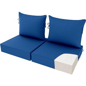 22x22 inch Outdoor Chair Cushion Set of 2, Fade-Resistant Deep Seat Patio Cushions with Handle Straps, Patio Furniture Cushion for Seat Patio Chairs, Rattan Furniture, Light Blue