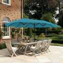 SUPERJARE 13FT Outdoor Umbrella for Patio, Double sided Pool Umbrellas with Fade Resistant Canopy, Large Table Umbrella for Deck, Market, Backyard - Lake Blue
