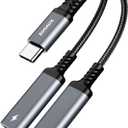 USB C Splitter, ZOOAUX Dual USB C Headphone and Charger Adapter,2-in-1 Type C Audio Dongle Cable with PD 60W Fast Charging Support Call Music for iPhone 17 16 15, Pixel 4 3, Galaxy S25 S21, Xperia