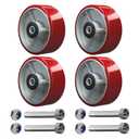 5 inch Caster Wheels Heavy Duty, Polyurethane on Steel Wheel, 1/2" Bore - Set of 4 Replacement Caster Wheel with 4000 lbs Capacity (4 PACK)