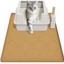 Cat Mat for Litter Box, 34" X 22" Large Silicone Cat Litter Trapping Mat, Easy Clean for Scatter Control, Soft on Kitty Paws, Waterproof, Urine-Proof, Non-Slip Kitty Litter Mat for Floor, Brown