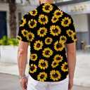 Mens Funny Hawaiian Shirts 3D Graphic Button Down Short Sleeve Tropical Holiday Beach Aloha Shirt (Large, Yellow Sunflower)