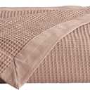 Great Bay Home 100% Cotton Blanket for Twin Size Bed | Lightweight and Breathable Waffle Weave Blankets for Summer & Spring | Versatile, Layering Pink Bed Blanket, Redwood, 90x66 inches