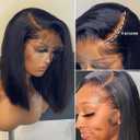 Bob Wig Human Hair 13x4 Frontal Lace Wig Short Straight HD Transparent Lace Front Bob Wigs for Black Women Human Hair Glueless Pre Plucked Hairline with Baby Hair Pre Cut 150% Density Natural Color