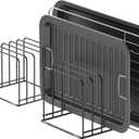 Kitchen Cabinet Organizer, Steel Cookware Holder, Divided Holder with 5 Slots for Skillets Baking Tray and Chopping Board Rack - Baking Pan Holder Storage (2 PCS)