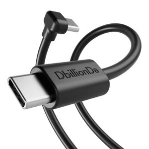 DbillionDa USB C Cable Right Angle, 90 Short Connector Charger (10ft, 60W) USB C to USB C for iPhone 15, Galaxy S23, MacBook Pro 2020, iPad Pro, iPad Air 4, Pixel, Switch Enhanced Gaming Comfort