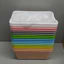 Dandat 16 Pcs Plastic Cubby Bins Book Bins for Classroom Library Scoop Front Stackable Toy Storage Tubs Containers for School Office Home Nursery Playroom Organization(Candy Color)