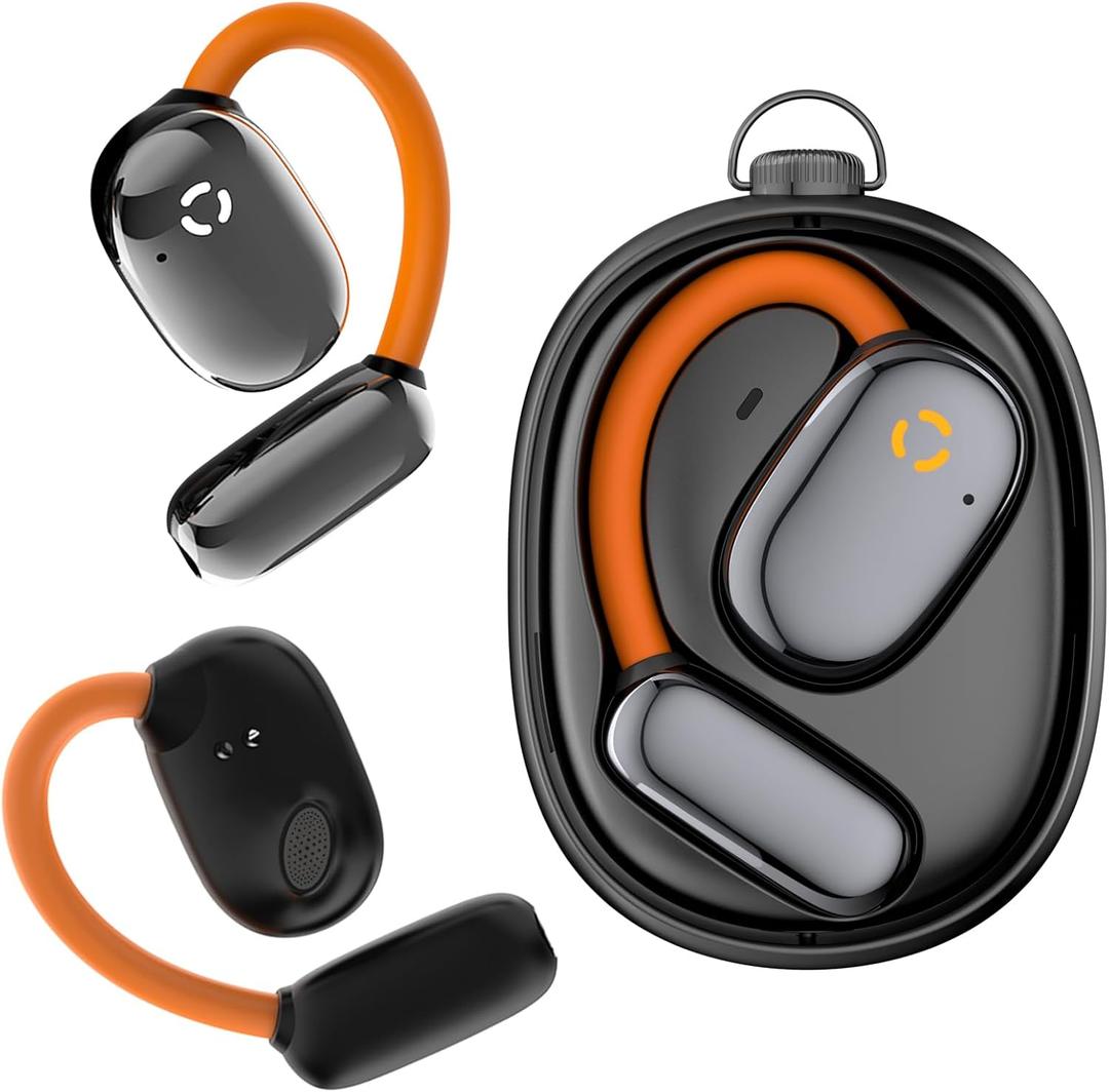 True Open Ear Earbuds Wireless Headphones with Enhanced Sound,Secure Fit, Lightweight Design, IPX4 Waterproof, DNC Mics, Bluetooth 5.4, Punchy Bass, Ideal Earphone for Running, Gym, Workouts