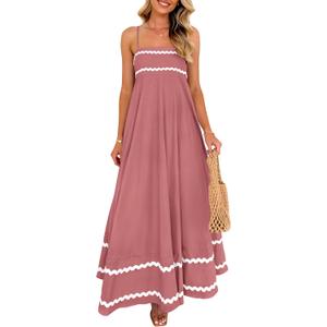 PRETTYGARDEN Women's 2026 Summer Flowy Maxi Dress Casual Sleeveless Spaghetti Strap Ruffle Beach Long Dresses