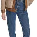 Andrew Marc Women's Classic Aviator Style Cozy Mixed Media Faux Sherpa Jacket, Size: Large