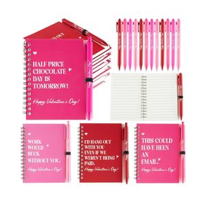 Resurhang 12 Sets Valentine's Day Notebooks with Pens Bulk Valentine's Gifts for Coworkers 5.5x3.9'' Funny Valentines Spiral Notebook Ballpoint Pen for Employee Teacher Team Office Staff Colleague