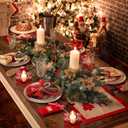 Tealight Candle Holder Set of 2, Red Glass Tealight Holder for Xmas Ornament, Snow Candle Holder Stand for Christmas Table Centerpieces Decoration, Red