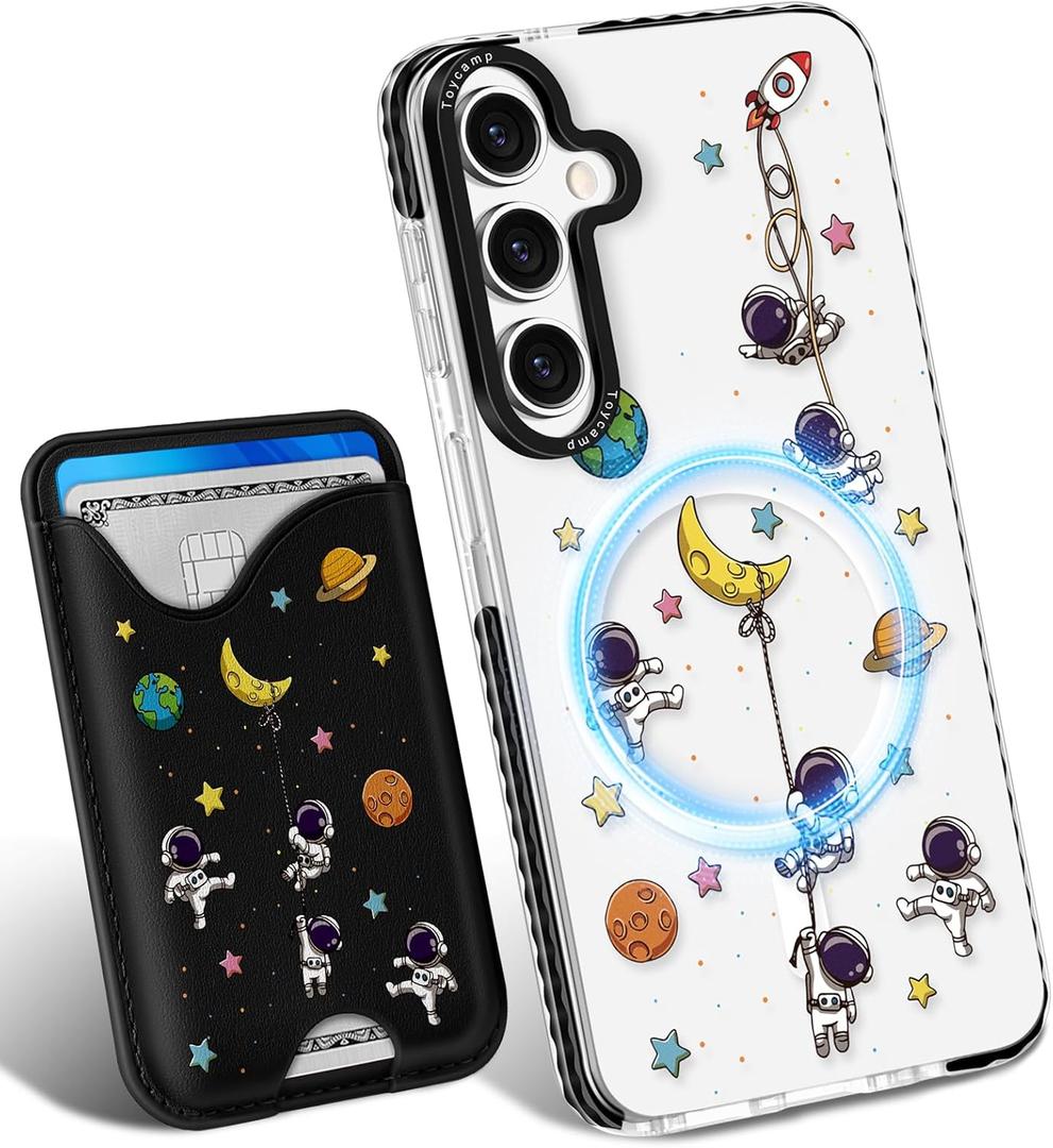 Toycamp for Samsung Galaxy S24 Fe Case - Compatible with Magsafe Credit Card Holder Wallet Magnetic Cute Women Teen Girls Kawaii Girly Unique Man Boys Design Phone Cover for Galaxy S24 Fe