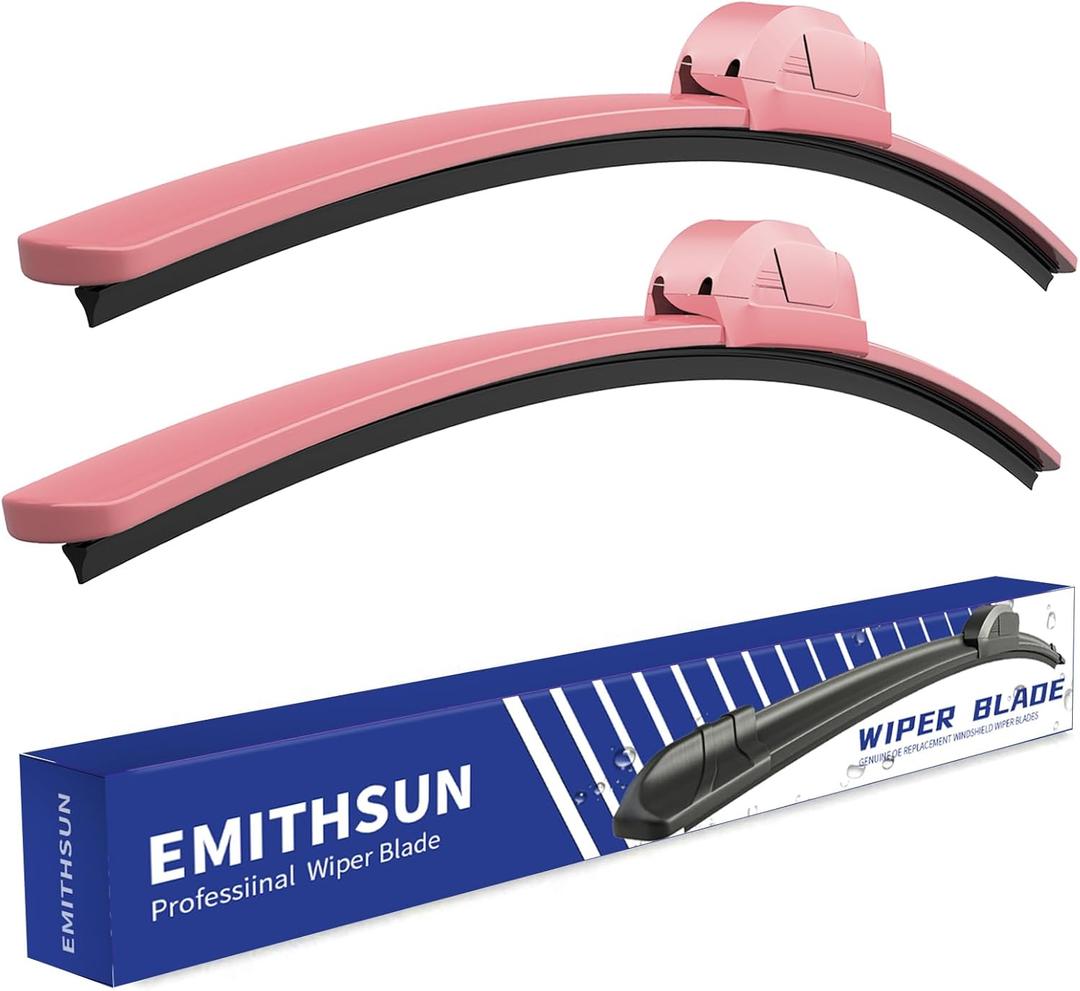 OEM QUALITY 24" + 18" Premium All-Seasons Stable And Quiet Sakura Pink Windshield Wiper Blades (Set of 2)