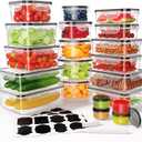 40 PCS Food Storage Containers with Lids Airtight (20 Containers & 20 Lids), Leak proof Meal Prep Container Set for Kitchen Storage, BPA-free, PVC-free Plastic, Microwave/Dishwasher Safe, Labels & Pen