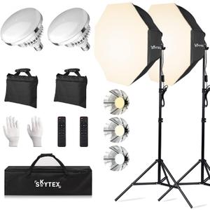 Skytex Softbox Lighting Kit 2pack 20x28in Octa Soft Box|135W 2700-6400K E27 LED Bulb Continuous Photography Lighting, Photo Studio Lights Equipment for Camera Shooting, Video Recording
