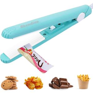 Mini Chip Sealer - Portable Kitchen Handheld Bag Resealer - Heat Vacuum Sealer Machine Gadget with Power Cable for Snack, Plastic Bags & Food Storage - Keep Cookies Fresh(Blue) (LC-FKJ-Blue)