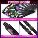 FairySandy Large Rave Fan UV Glow Hand Fan with Thigh Holster for Women Carnival Disco Party Supplies for Carnival Edm Music Festival Club Accessories Performance(Reflective Mushroom,Bright Color)