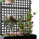 Elevens Metal Planter with Trellis, Trellis with Planter Box & Privacy Screen, Outdoor Raised Garden Bed for Climbing Plants, Trellis Planter Box with Drainage Hole (71"x47"x16")