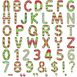 Faccito 176 Pcs Christmas Bulletin Board Letters Stripes and Dots Candy Letters 4.3 Inch Cardboard Alphabet Number Symbol Cutouts for Home Classroom Xmas Holiday Birthday Party School Decorations (Red, Green)