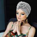 JenPen 4 Pcs Chemo Turban Headwear for Women Soft Cancer Cap Flower Turban Elastic Head Wrap for Cancer Patients Hair Loss