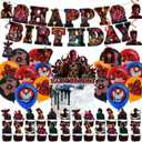 48Pcs S.tr.anger Birthday Party Supplies, Decorations Set Includes Banner, Balloons, Hanging Swirls, Cake Cupcake Toppers, Tablecloth for Boys Girls S.tra.nger Theme