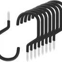 SMARTOLOGY 8 Pack Bike Hanger Storage Hook Rack, Rubber Coated Heavy Duty Large Screw in Ceiling Hooks for Garage Wall and Ceiling Bicycle Storage, Utility Tool Hanger (Black)