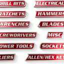 Magnetic Tool Box Labels, Reusable Heavy Duty Magnetic Toolbox Labels for Garage, Workshop, Storage Bins, 12 Pcs/Red (Extra-Thick)